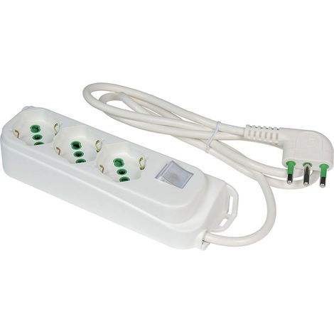 Multipresa con Interruttore 3 Uscite Spina 2P+T 16A Fanton Bianca (1/5)