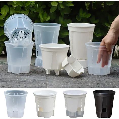 (S9, comme illustré) Pot à arrosage automatique pour orchidées, pots de fleurs transparents pour plantes, pot de jardin paresseux, pot respirant pour racines d'orchidées