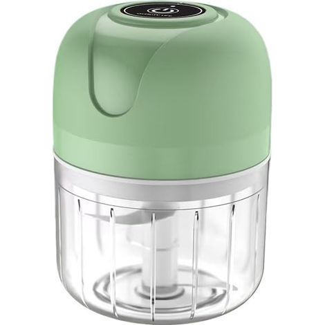 Hachoir électrique 250 ml – Mini hachoir à ail et à légumes, rechargeable par USB, multifonctionnel, idéal pour la cuisine et la préparation des aliments pour bébés – Vert (1/5)