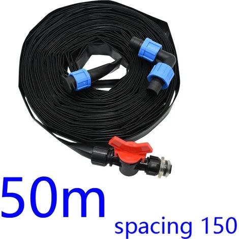 (50 m et connecteur) Ruban d'irrigation goutte à goutte pour système d'irrigation, diamètre 16 mm, épaisseur de paroi 0,2 mm, espacement 150 mm (1/5)