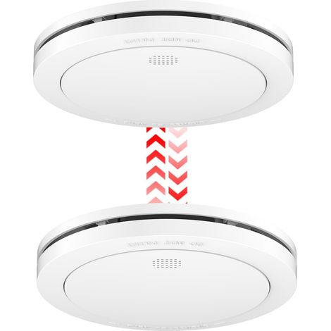 Détecteur de Fumée Interconnecté (Pré-connecté), 10 Ans de Batterie, Alarme Incendie Detecteurs Fumee, 2 Pièces (1/5)