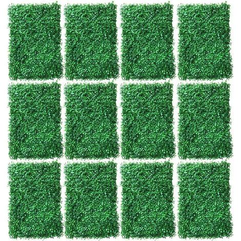 Lot de 12 haies artificielles Décoration murale Plantes Haie brise-vue Pelouse 60 x 40 cm Mur de plantes artificielles Lierre Brise-vue Balcon Feuilles de pastèque (type II) (1/5)