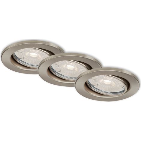 LED Einbauleuchten dimmbar schwenkbar 3er Set GU10 5,5W silber Ø8,6cm Briloner