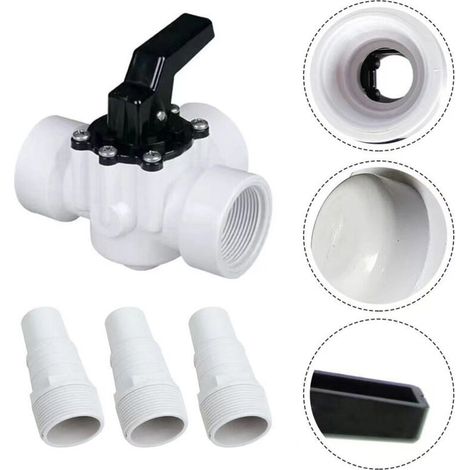 Vanne de dérivation trois voies Zodiac Jandy 4715 de 1,5 pouce, vanne de piscine blanche, vanne de contrôle à trois ports avec 3 accessoires d'interface (1/5)