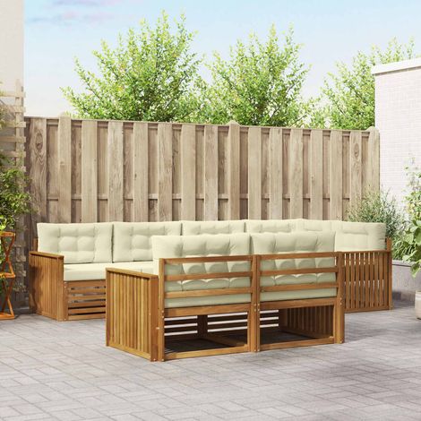 vidaXL Outdoor-Sofagarnitur mit Kissen 7 pcs Natur und Creme (1/5)