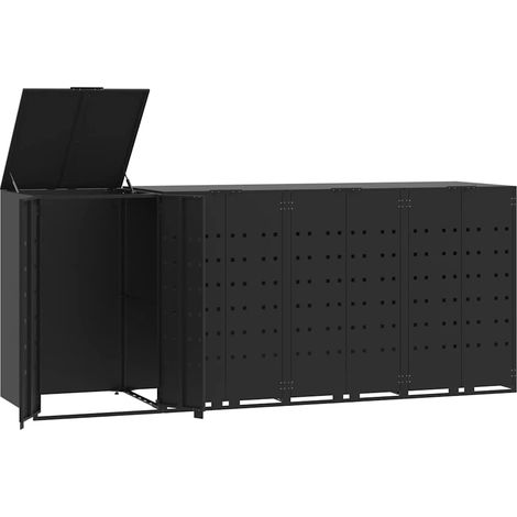 Maison Exclusive - Mülltonnenbox für 4 Tonnen Schwarz 276x79x117