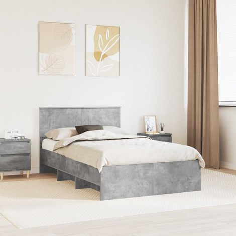 vidaXL Bettrahmen mit Kopfteil Beton Grau 137 x 203 cm Holzwerkstoff (1/5)