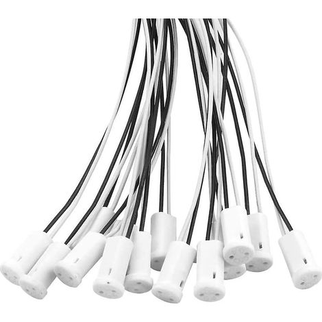 25 Pices Support D'ampoule G4 Socle En Cramique Avec Cordon En Tflon De 30cm Support D'ampoule G4 Pour Lampes Halognes Quartz Lampes Led Incandes (1/5)