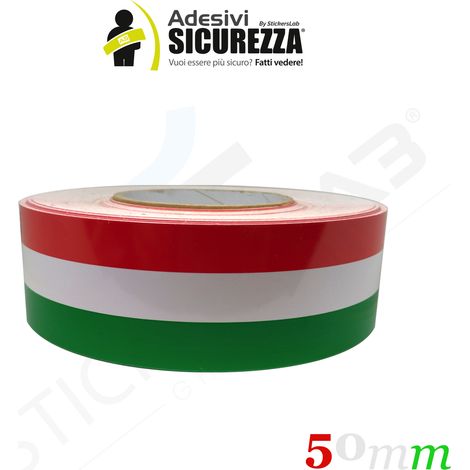 Fascia adesiva tricolore bandiera Italia in 5 misure a scelta Packaging - 50mm(5cm) x 100cm (1/5)