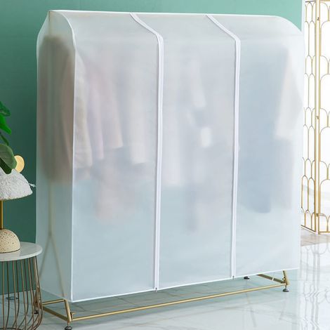 Housse de protection transparente pour portant à vêtements avec fermeture éclair, hauteur 150 cm, housse de protection étanche à la poussière pour portant à vêtements, A-150 x 50 x 150 cm (1/5)