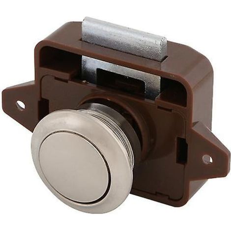 Loquet de placard à bouton-poussoir marron et argent pour camping-car, caravane, camping-car (1/5)