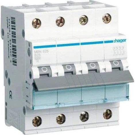 Hager MBN625 Interruptor automático 3 polos + Neutro 25A Blanco