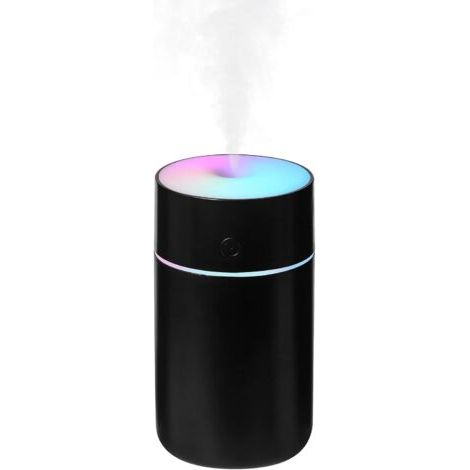 LAN Mini humidificateur portable – Petit humidificateur personnel rechargeable à brume fraîche avec lumière d'ambiance colorée réglable pour voiture, chambre et bureau (Noir) (1/4)