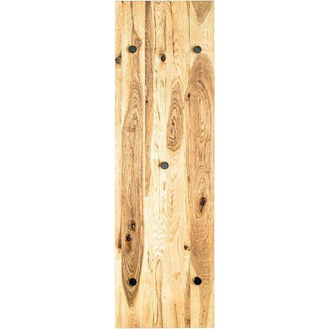 Garderobe murale / patère murale en bois massif chêne huilé et métal noir - Longueur 30 x Hauteur 100 x Profondeur 6 cm -PEGANE- (1/4)