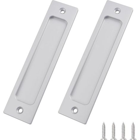 Poignée coulissante ovale en aluminium argenté autocollante 2 pièces sans rainure pour porte, fenêtre et meuble