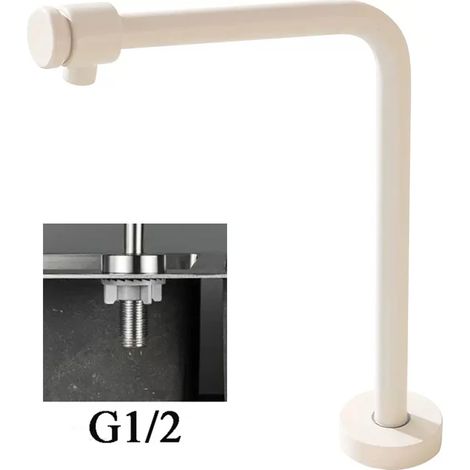Robinet d'eau propre pivotant à 360° en acier inoxydable 4 points (blanc) pour évier de cuisine ou de bar, avec filtre à eau et robinet d'eau potable. (1/5)