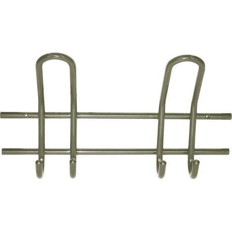 HSI Garderobenleiste, offen, mit 2 Haken, Eisen, nickelfarbig, 280mm, 1 STK
