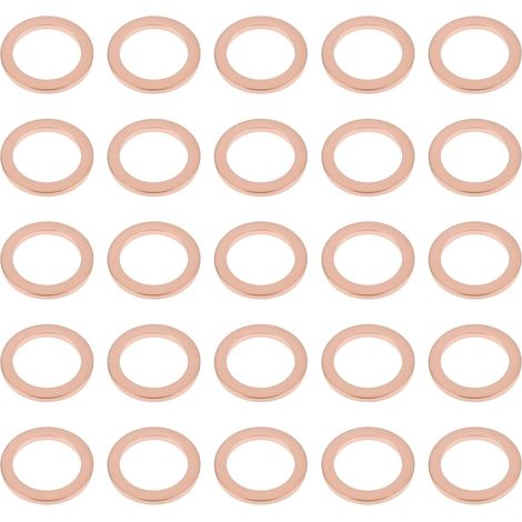 Pack of 25 copper sealing washers for M12 oil drain plugs, 12 x 17 x 1.5 mm. Compatible with BMW and Toyota. (1/5)