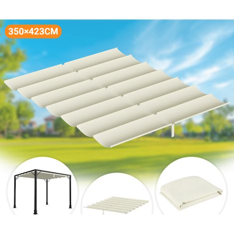 Jiubiaz 350 × 423 cm, techo de repuesto beige para cenador de jardín de 3,65 × 4,85 m, lona impermeable (1/5)