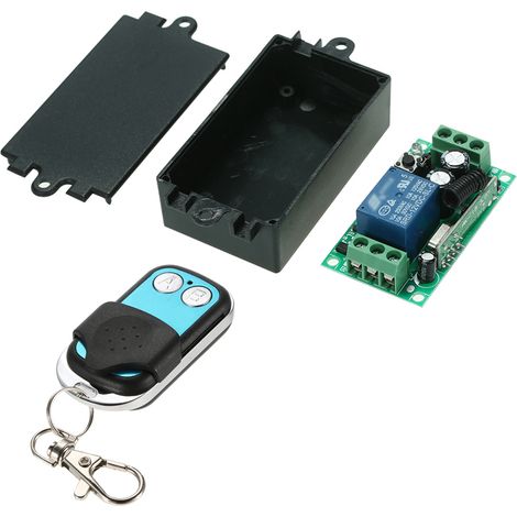 Módulo receptor de control remoto inalámbrico universal de 433 MHz, 12 V CC, 1 canal, 10 A, con relé y transmisor RF de 2 botones (chip 1527) para automatización del hogar. (1/5)