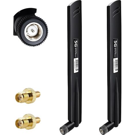 Antenne 5G LTE - Amplificateur de signal 18 dBi - 600-6000 MHz - Antenne Wi-Fi omnidirectionnelle pour routeur 3G/4G/5G/GSM/GPRS, passerelle IoT - SMA/TS9 - Noir (1/5)