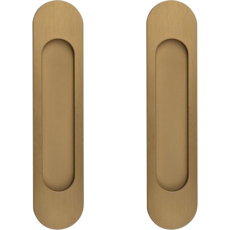 Bardusch 18CM Poignées de Porte Coulissante Ovales Autocollantes, 2 pièces Bronze Or Alliage D'Aluminium Affleurant Poignée Sans Poinçon pour Armoires de Fenêtres de Porte de Grange Coulissante (1/5)