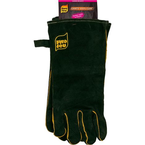 Gants en cuir de protection anti-chaleur 320g/m² – Protection thermique jusqu'à 300°C – Taille 10 – Doublure coton pour confort – Pyrofeu