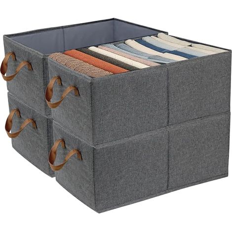 Boîtes de Rangement, Cubes de Rangement Pliable, Paniers de Rangement en Tissu Non-Tissé avec Poignée, pour Étagères, Jouets et Vêtements, 472820cm (1/5)