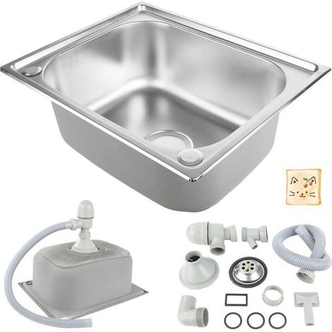 Évier de cuisine en acier inoxydable 1 cuve Acier inoxydable Installation encastrée Camping-car, caravane, bateau 50x (1/5)