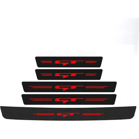 (5 pièces) Protections de seuil de porte de voiture en fibre de carbone,autocollants anti-rayures pour KIA GT gtline,logo,coffre,seuil de porte,protection de pare-chocs (1/3)