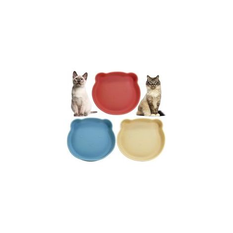 Silikon-Katzennapf, Saugnapf, flacher Napf (17,5 cm), 3er-Set, rutschfest, Anti-Ermüdungsnapf, Welpennapf, geeignet für Trocken- und Nassfutter (beige + ro-Crezuo) (1/5)