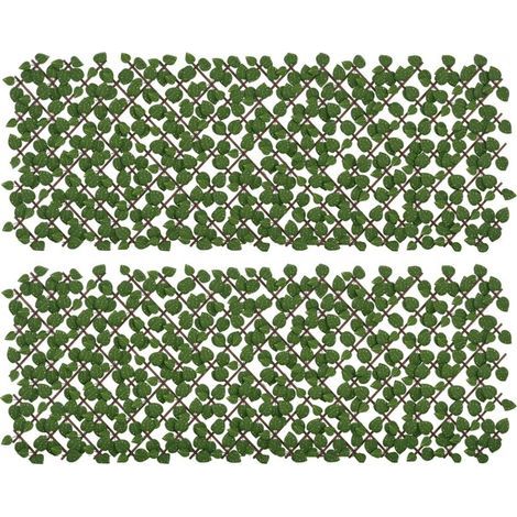 Lot de 2 haies artificielles Treillis Extensible - Brise-Vue végétale Feuillage réaliste, 2 x 1 m (1/5)