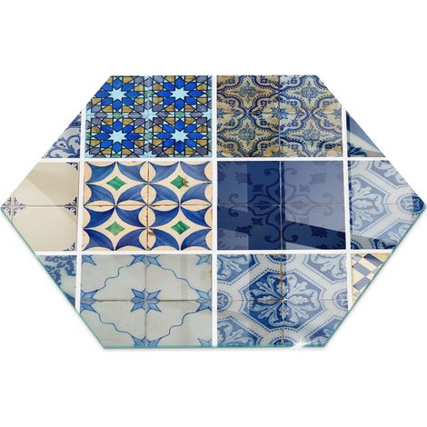 Plaque de cheminée en verre trempé protection du sol contre les étincelles Motifs de carreaux en céramique h40 cm (1/5)
