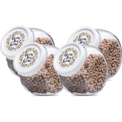 Lot de 4 bocals à bonbons bocal en verre avec couvercle pot de conservation -Diamètre 10.5 x Hauteur 16 cm -JUANIO (1/4)