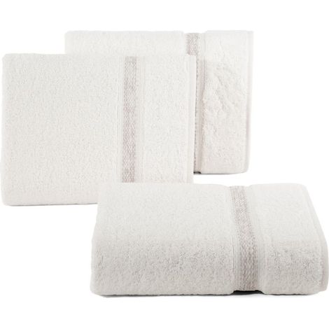 Asciugamano 30x50 Altea crema con bordo decorativo e riga in spugna melange 500 g/m2 Eurofirany (1/5)