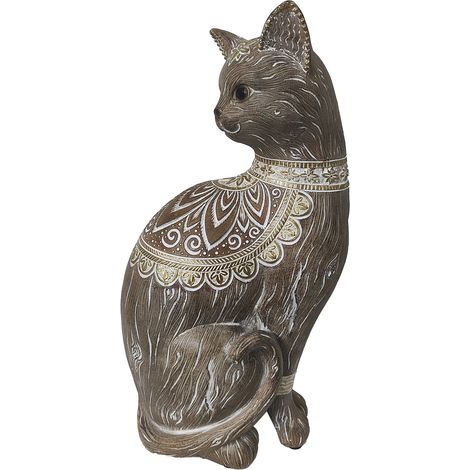 Signes Grimalt Gatto d'argento - Figura gatto animale 29x15x11 cm