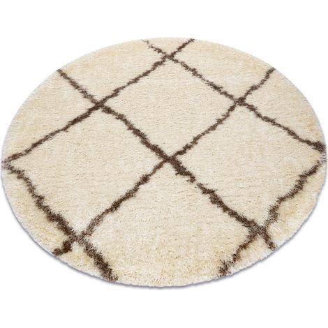 Teppich FLUFFY 2373 Kreis Shaggy Gitter - creme / beige beige rund 160 cm