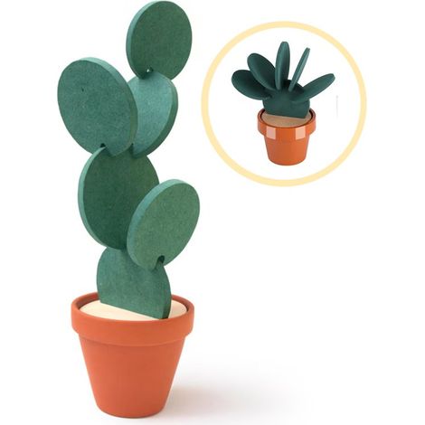 Set de 7 sous-verres cactus – Liège – Vert – Avec support – Hydrofuges – Décoration et protection (1/5)