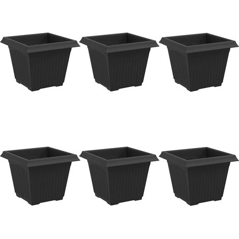 Maison Exclusive - Quadratischer Blumentopf 6 pcs Schwarz 33 x 33