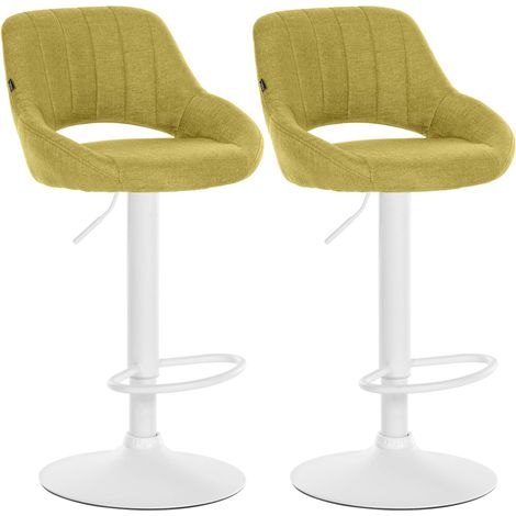 Set di 2 sgabelli da bar regolabili in tessuto verde con schienale traforato e base in metallo bianco 100006541
