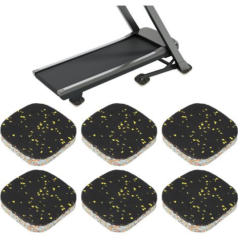 6 Pcs Tapis De Treadmill, 4x4x0.8 Mousse Haute Densité Coussin Anti-Vibration Anti-Bruit D'Équipement d'exercice pour Tapis Protection, Jaune (1/5)
