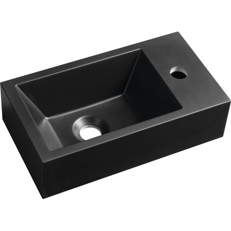 Sapho Small - Lave-mains 40x22 mm, sans trop-plein, trou pour robinetterie à droite, noir AR500B (1/4)