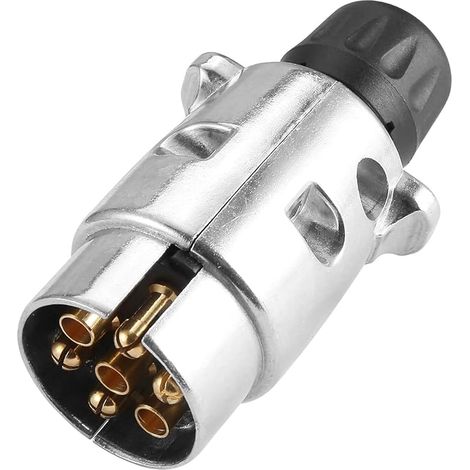 Prise de Remorque Mâle 7 Broches Métal, Connecteur Electrique 7 Broches Etanche pour Remorque 12V (1/5)