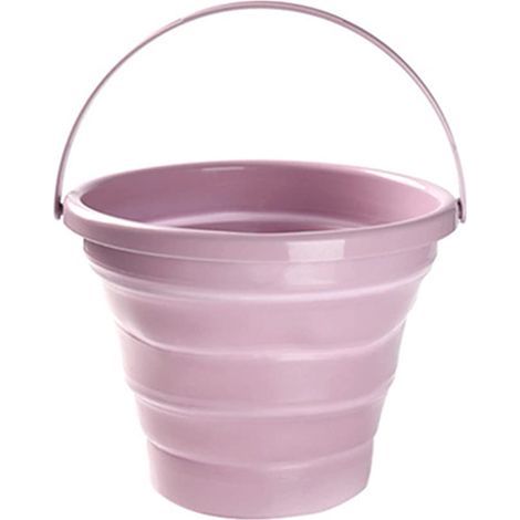 Seau pliable et portable – Pour le lavage de voiture en extérieur, les voyages, la pêche et le nettoyage des brosses (10 L, rose) (1/5)