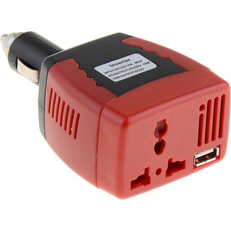 Convertisseur d'alimentation automobile • Convertit DC en AC 220V • 100W max, 75W continu • USB intégré • Protection court-circuit