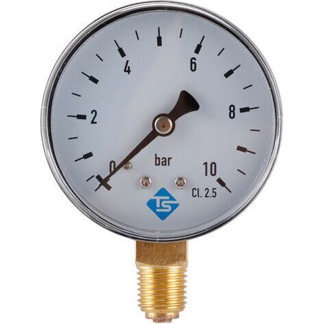 Pair Manomètre pneumatique, manomètre hydraulique, manomètre 0-10 bar, filetage NPT 1/4 pouce (1/4)