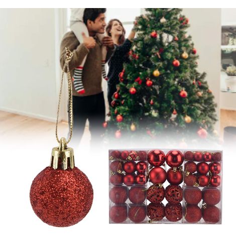 100 boules de Noël incassables rouges pour décoration de sapin et fêtes (100 pièces) (1/5)