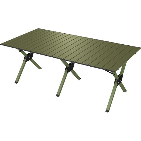 Outsunny Tavolo Campeggio Pieghevole 116cm, Piano Arrotolabile, in Metallo