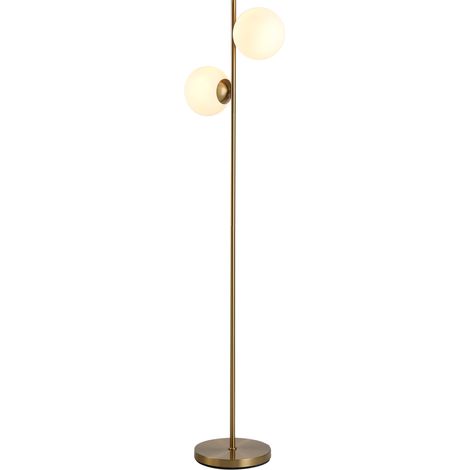 Lampe sur Pied avec Abat-jour en Verre 2 Parties, Luminaire d'Appoint avec 2 Douilles E27 pour Salon Chambre, Ampoule Non Incluse (1/5)