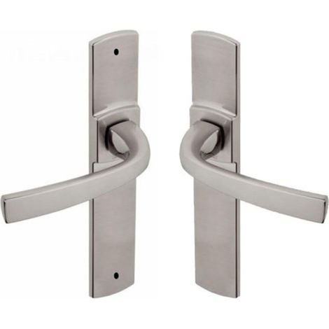 Set de Poignée de Porte sur Grande Plaque - Version Bec de Cane Porte Cuisine/Salon, Entraxe 195 mm - Système de Pose Facile - en Zamak Résistant - Finition Platine (1/5)